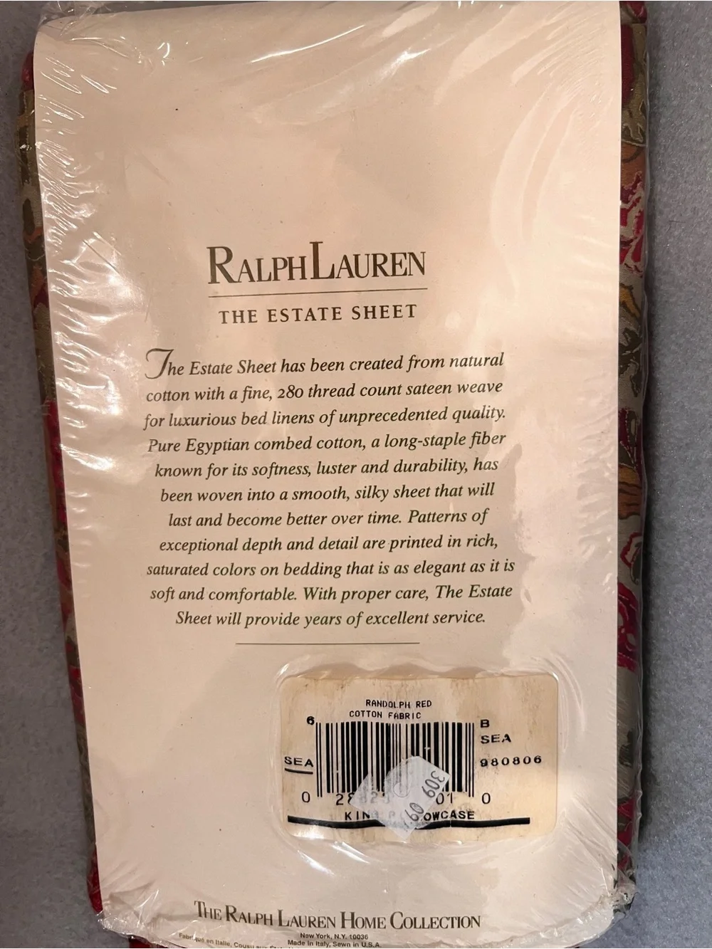 Ralph Lauren Randolph Red Estate Sheet King Pillowcases 2 NIP 280TC RARE